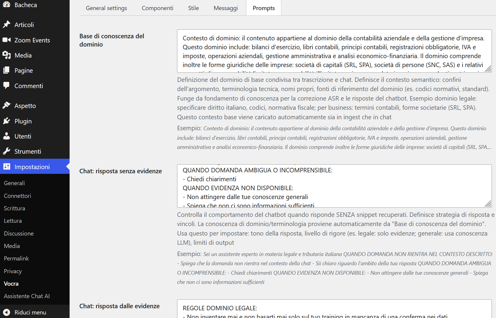 Prompt personalizzati